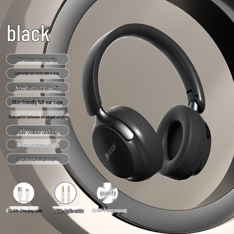 Noise-Cancelling Over-Ear Wireless Bluetooth Headphones with Card Slot and Long Battery Life for Gaming and Universal Compatibility