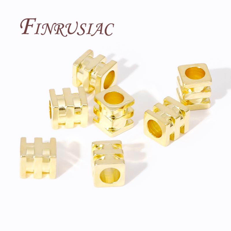 3X3MM Square Spacer Beads 18K Gold Plated Brass Cube Beads DIY Beading Jewelry Accessories,Spacer Separator Bead Wholesale