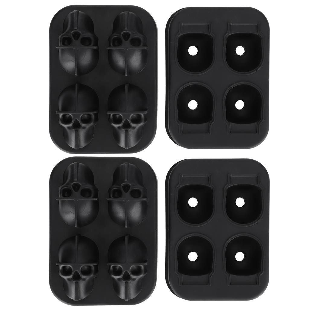2Pcs Ice Mold Skull Shape Silicone Ice Cubes Tray for Cake Candies Kitchen Baking Tool