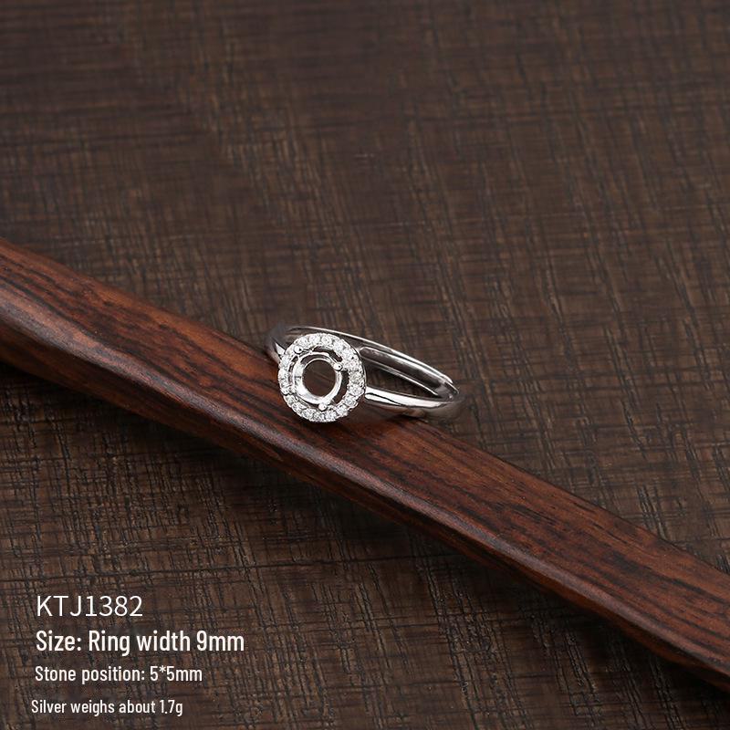 Suport inel unisex din argint sterling 925 pentru incrustații DIY cu turcoaz sau ceară de albine, design ajustabil