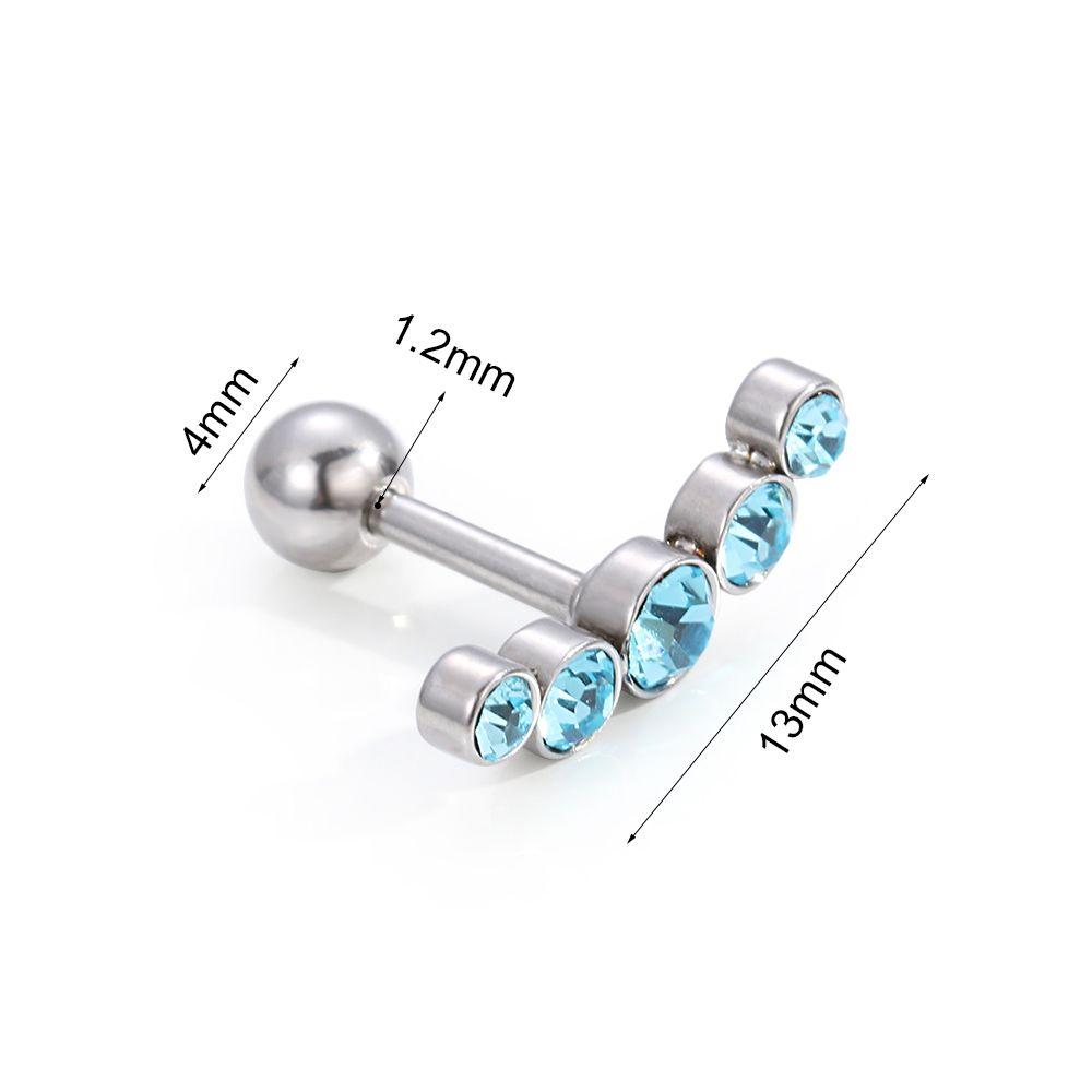 Punk Stainless Steel Bar Stud Earrings Fashion Crystal Gem Earrings Ear Piercing Cartilage Helix Tragus Earrings Body Jewelry