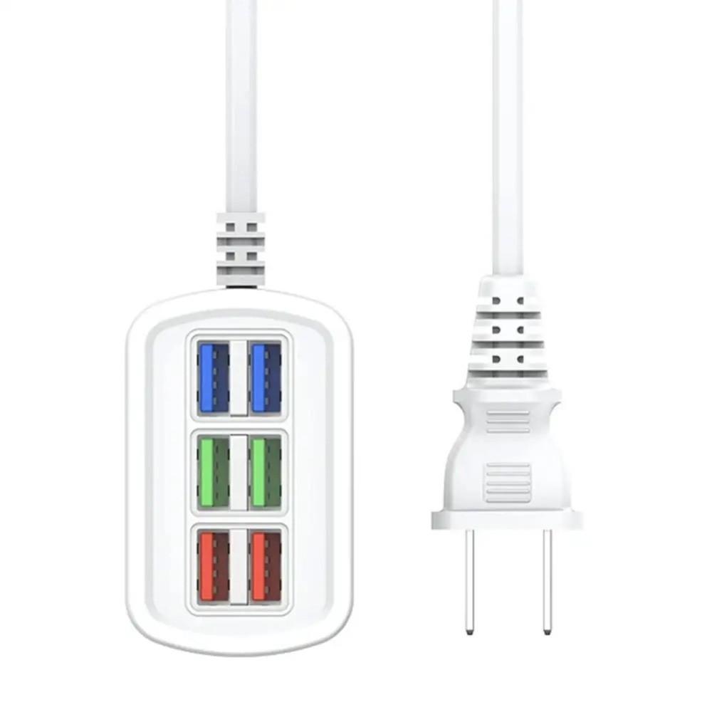 Fast Charging USB Charger 6 in 1 USB HUB Adapter US/EU Power Strip Charger Extension Socket