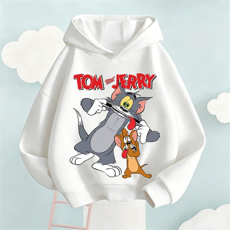 2026 New Autumn Boys Girls Hoodies Cartoon Print Children's Tom Jerry  Autumn Winter Long Sleeve Sweatshirt Cute Girls Hoodies