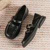 Fashion Double Buckle Strap Loafers Woman Crocodile Oxfords Shoes Preppy Girls Ladies Flats Mary Janes Boat Mocassines Mujer Sneakers