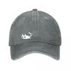 Blue Cute Cat Graphic Snapback Hat  New Vintage Washed Cotton Baseball Cap Parent Kids Sun Hats