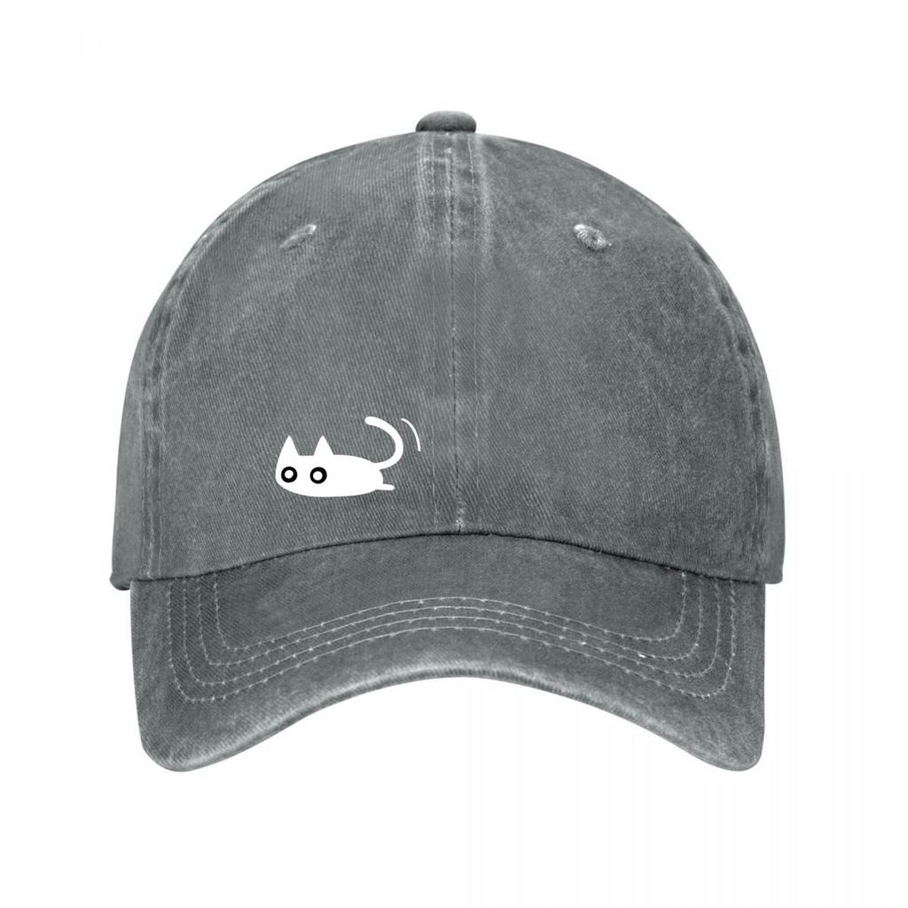 Blue Cute Cat Graphic Snapback Hat New Vintage Washed Cotton Baseball Cap Parent Kids Sun Hats