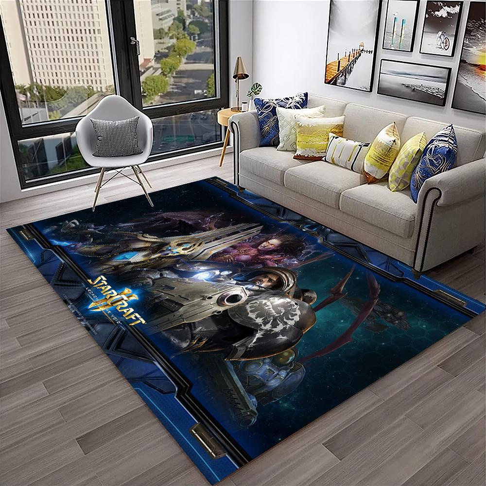 3D Retro Spiel StarCraft Gamer Teppich Teppich für Zuhause Wohnzimmer Schlafzimmer Sofa Fußmatte Dekor, Kinder Spielbereich Teppich Rutschfeste Bodenmatte