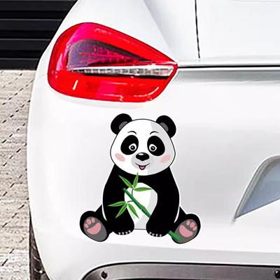 Bonito desenho animado panda com folhas de bambu adesivos de carro criativo arranhões decalque de vinil à prova d'água acessórios de decoração de carro