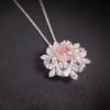 Pink Diamond Flower Ring Pendant High Value Niche Design Versatile Temperament Sweet Light Luxury Noble Super
