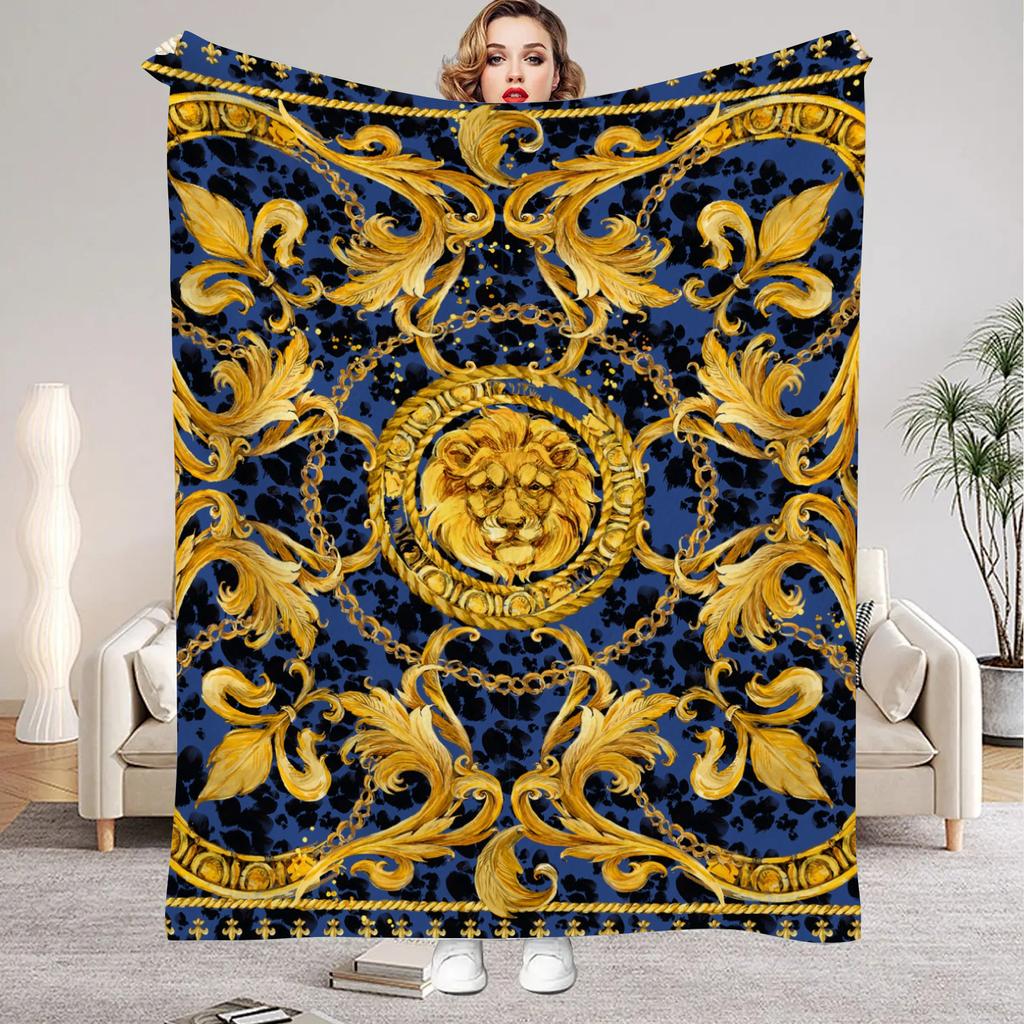 1Pc Digital Printed Luxury Modern Style Flannel Blanket Mattress Cover Blanket for Family BedsSofasOfficesOutdoor Camping