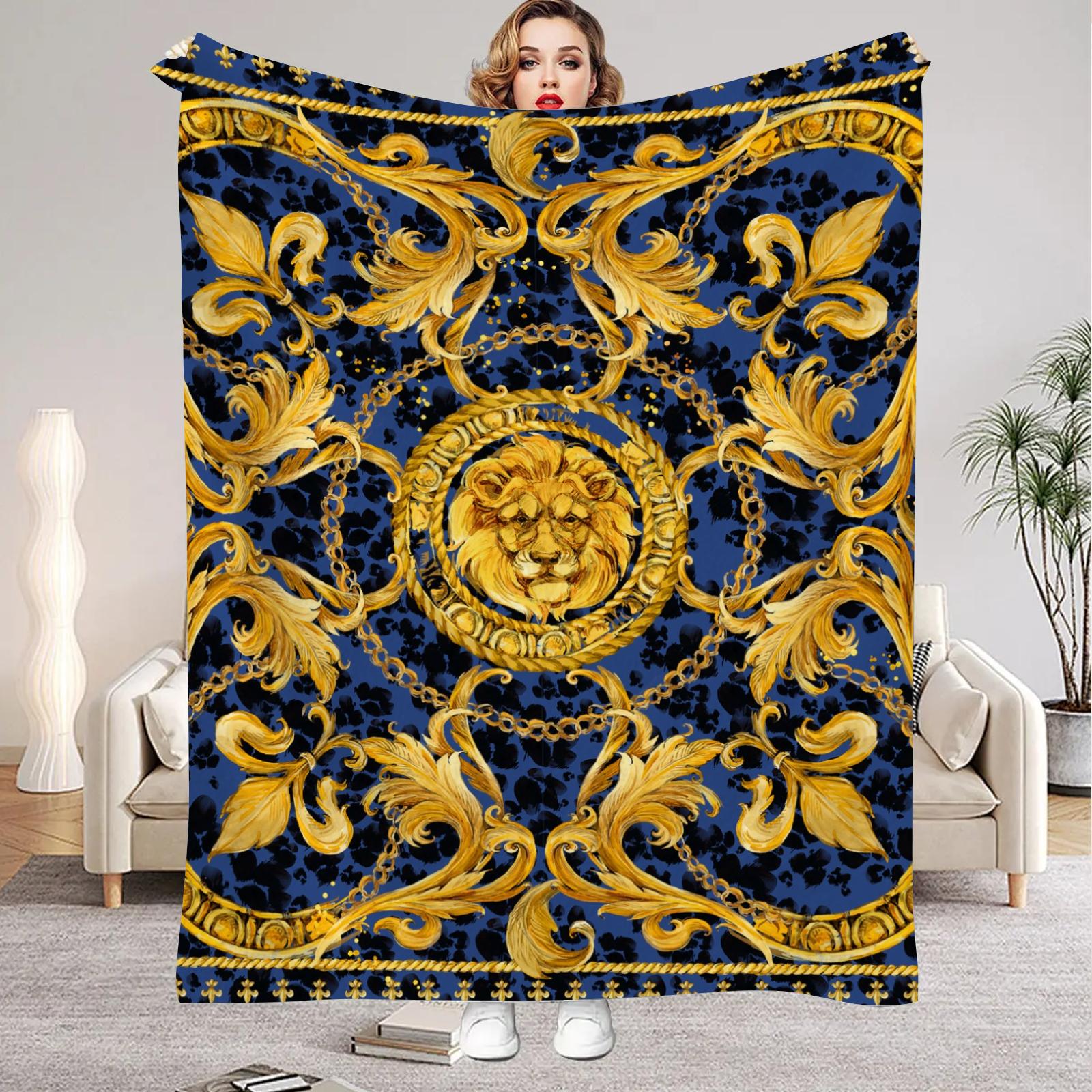 1Pc Digital Printed Luxury Modern Style Flannel Blanket Mattress Cover Blanket for Family BedsSofasOfficesOutdoor Camping 75x100cm (30x40inch)