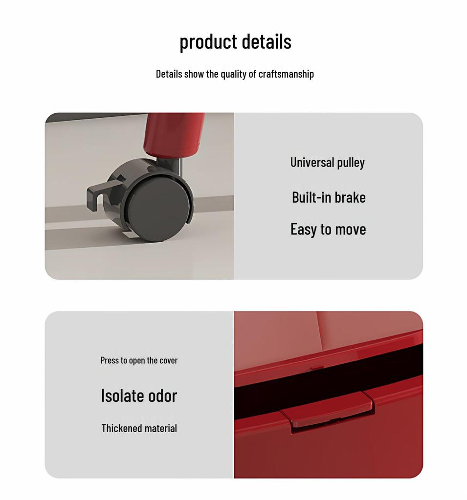 High-Leg Wheeled Trash Can: Stylish, Large-Capacity, with Lid for Kitchen Use