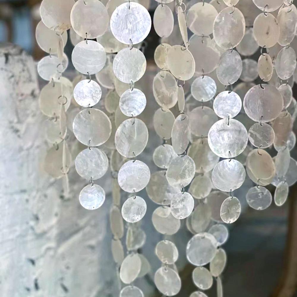 Round DIY Shell Wind Chimes Natural White Shell Pendants New Shell Ornaments Wedding Decor