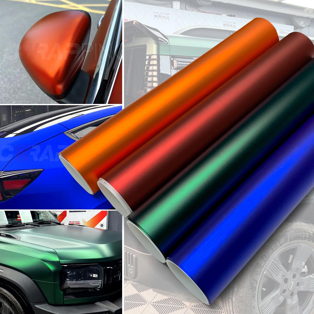Ultra Matte PET Romanée Red & Venom Green Car Wrap for Mirrors, Spoilers, & Motorcycles