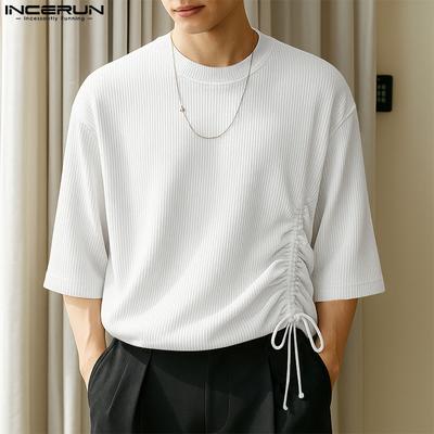 Büyük Beden Erkek Kısa Kollu Yan Büzgülü Casual Fit Ribana Tişörtler