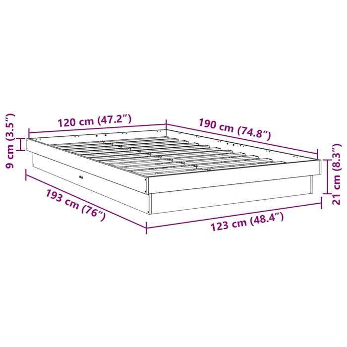 VidaXL Cadre de lit sans matelas 120x190 cm bois massif de chêne 3315737
