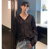Koreanischer Stil V-Ausschnitt Langarm Strickpullover Für Männer Locker Faul Mode