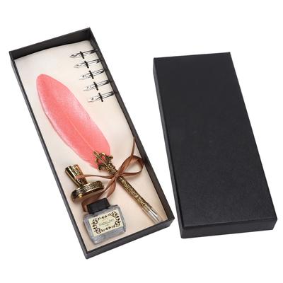 Conjunto de Pena de Pena Artesanal Retro Entalhado Aço Inoxidável Terno de Escrita para Assinatura Presente Mesa