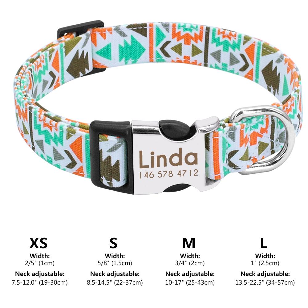 

Персонализированный индийский ошейник для собаки кошки, нейлоновый ошейник для щенка на заказ, ошейники для питомцев чихуахуа, мопса, регулируемые для маленьких, средних, крупных собак XS