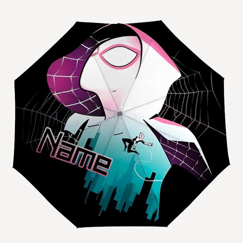 

1pc Spider-Gwen Custom Name Automatic Folding Umbrella - Compact 8-Rib Design, Durable Plastic & Iron, Daily Use 008