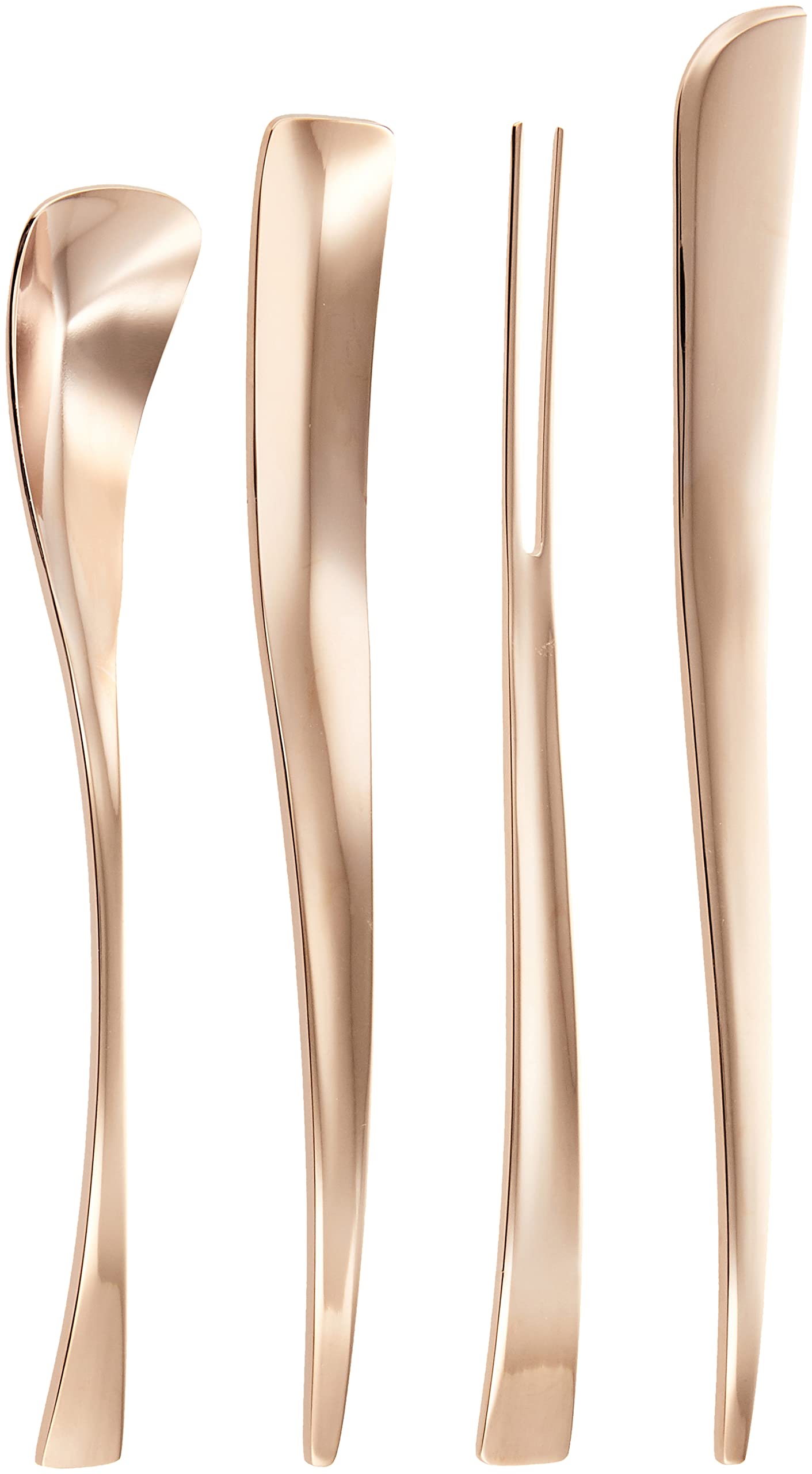 

Tsubame Shinko Kogyo Teatime Cutlery Stainless Pink Gold Made in Japan Set, 4-Piece Set, Urban, 18-8 Steel, Finish,