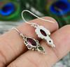 Natural Garnet & Peridot Earrings ,925 Sterling Silver Earrings , Handmade Silver Earrings ,Two Gemstone ,Teardrop Dangle Silver Earring