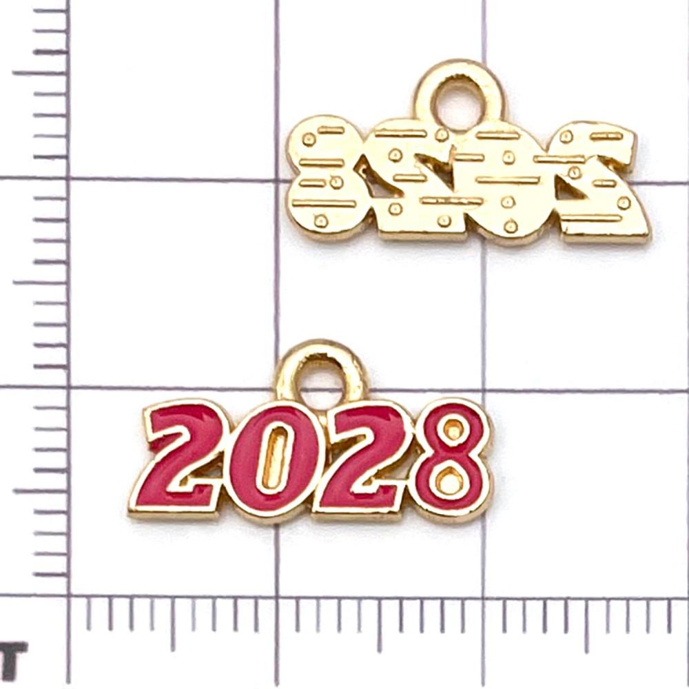 10 Colorful Enamel 2028 Year Number Charms for DIY Jewelry and Accessories