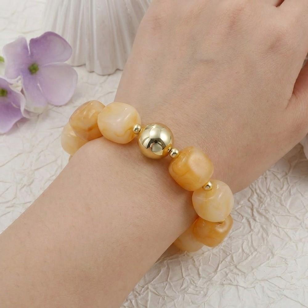 Acrylic Square Beads Bracelet Colorful Stack Hand Chain Elastic Geometric Bracelet Party Jewelry
