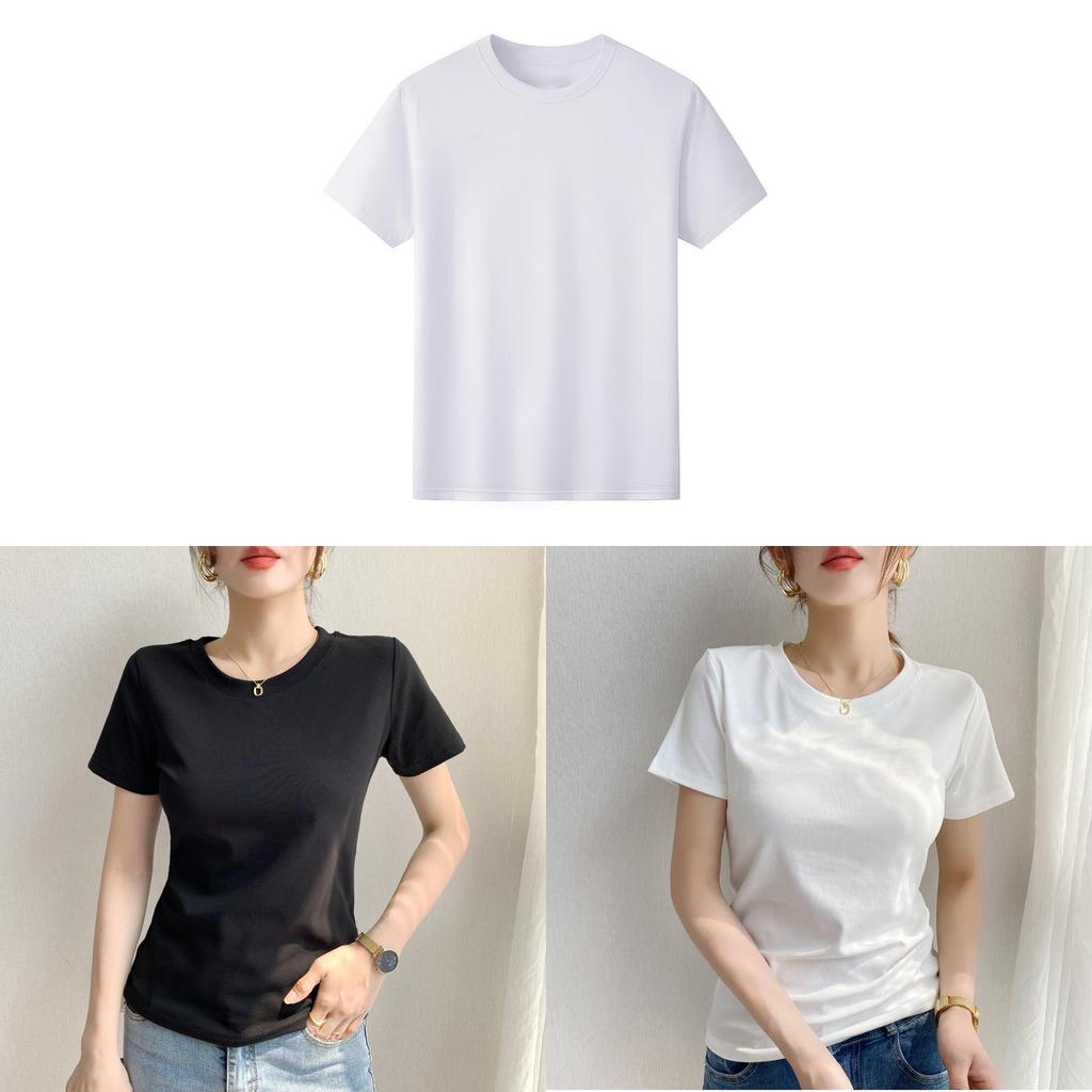 Basic Cotton T Shirt For Women With Short Sleeves And Round Neck For Casual Summer Wear