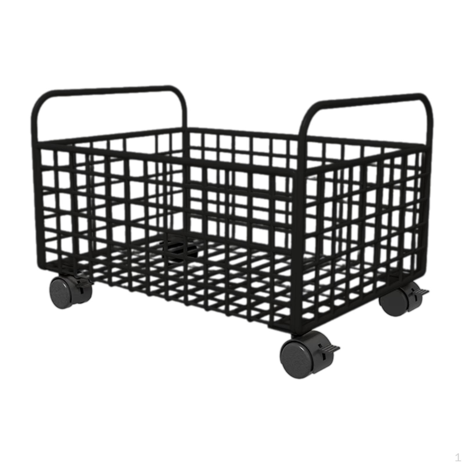 

Rolling Utility Storage Basket under Desk Household Practical Metal Mesh Bin for Toys Dolls 25cmx38cmx26cm