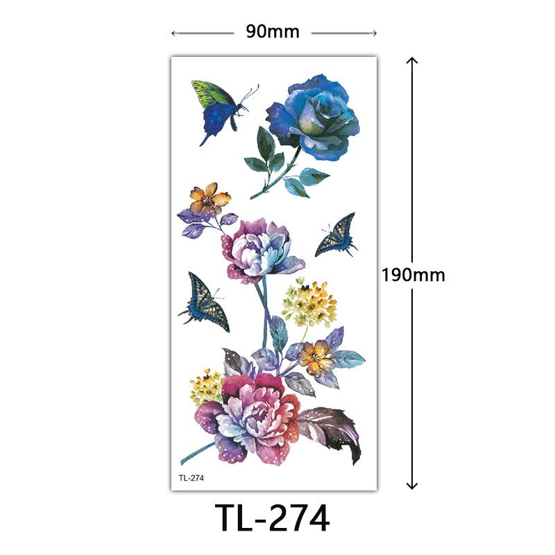 Flower Tattoo Stickers, Color Sketch Tattoo Stickers, English Letters, Wedding Photography Tattoo