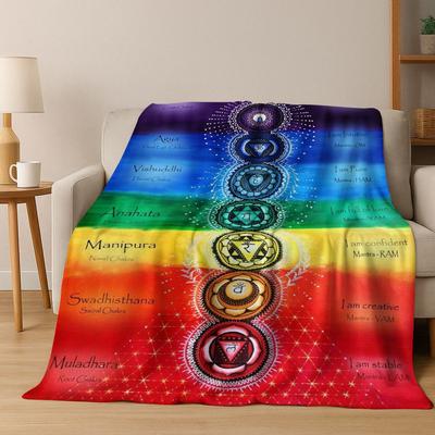 Bohemia Joga Mandala Czakra Duch Medytacja Koc Flanelowy, Przytulny Miękki Koc Rzutowy do Domu Sypialni Łóżka Kanapy Pokrowiec Prezent Dziecko
