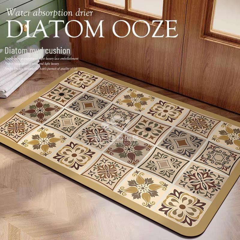 

Коврик для ванной с диатомовой грязью в американском стиле - быстросохнущий, нескользящий, впитывающий воду коврик для пола или входа 40*60CM