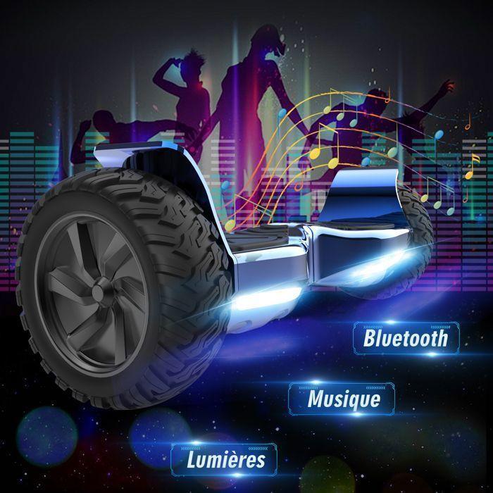 Hoverboard RCB 8.5 Pouces Scooter électrique Tout Terrain Gyropode Hummer Bluetooth LED + Hoverkart Karting Réglable Bleu