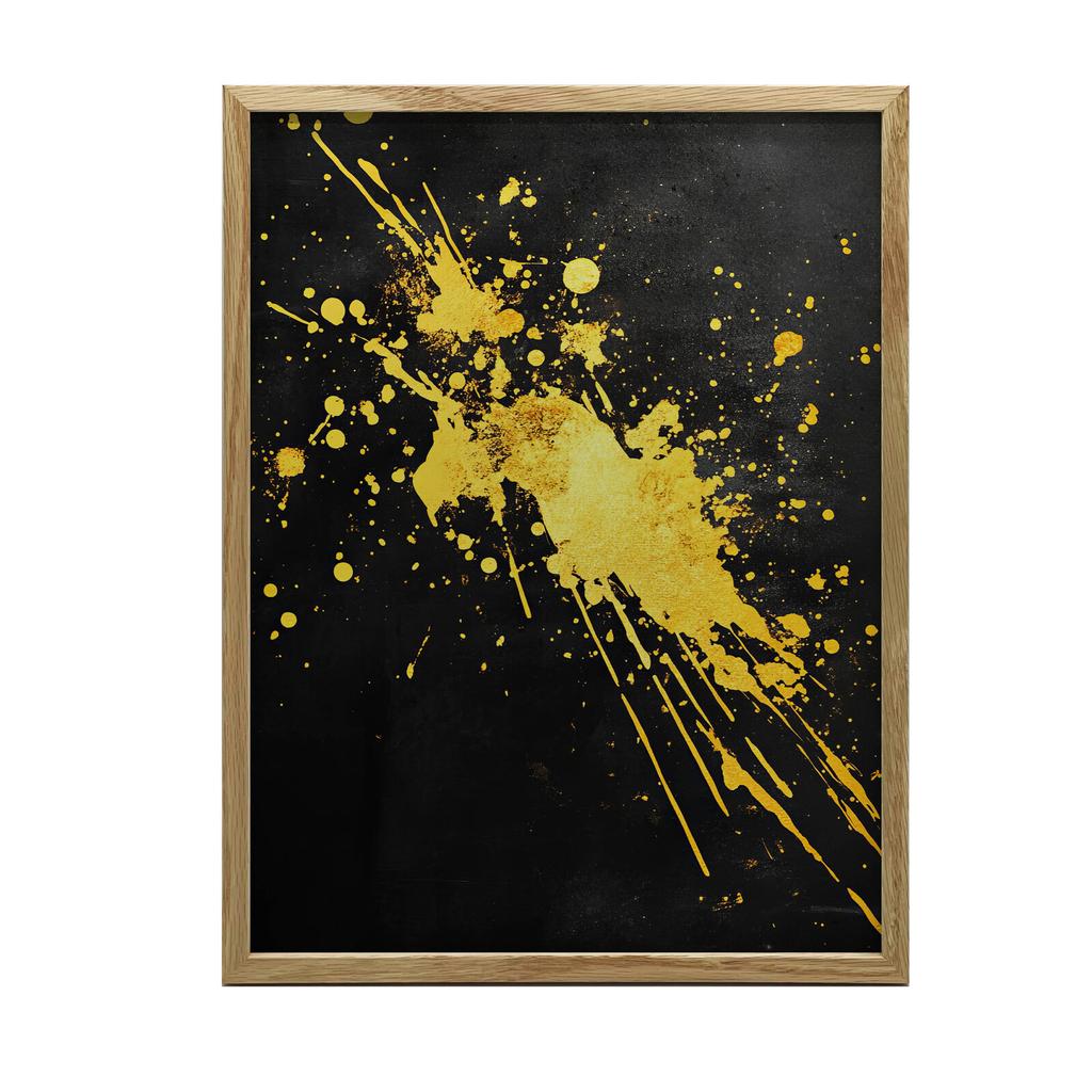 Złote Iskry Na Czarnym Tle Złote Iskry Na Czarnym Tle, 30X40 Cm, Rama Aluminiowa Złota, Papier Matowy 230 Gsm