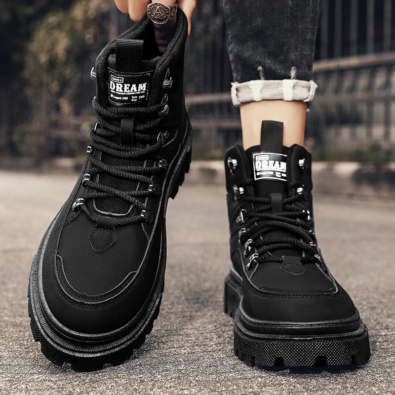Nowe Męskie Klasyczne Jesienno-Zimowe Modne Wysokie Buty na Grubej Podeszwie do Skateboardingu Wygodne Miękkie Podeszwy Koszykarskie Sneakersy