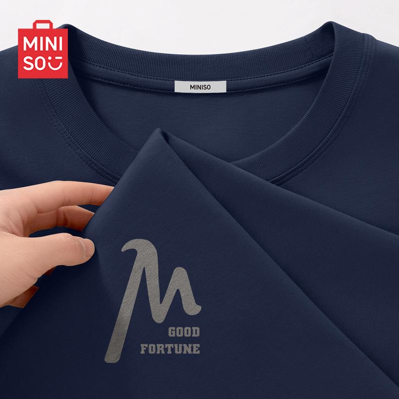 MINISO Men's Loose Fit Heavyweight Cotton Round Neck T-Shirt
