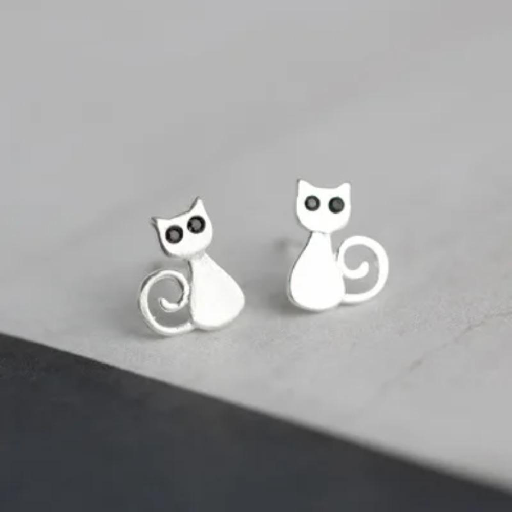 Silver Plated Korean Style Stud Earrings for Women Creative Ear Hole Design Allergy Free Fine Jewelry Accessories