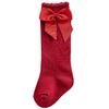 Spring and Autumn Babies' Socks Baby Knee-Length Big Bow Dress Girls Student Princess Pink Socks Loose Mouth