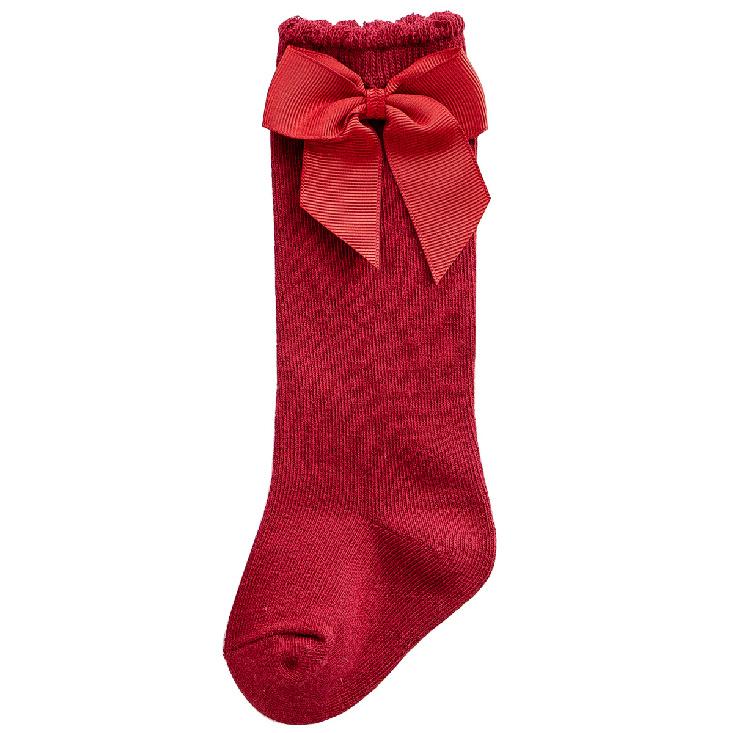Spring and Autumn Babies' Socks Baby Knee-Length Big Bow Dress Girls Student Princess Pink Socks Loose Mouth