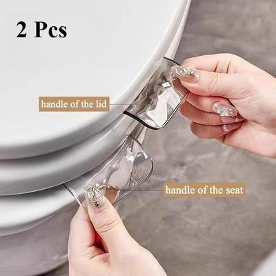 2Pcs Transparent Toilet Seat Lift Handles Anti-Dirty Lid Lifter for Bathroom
