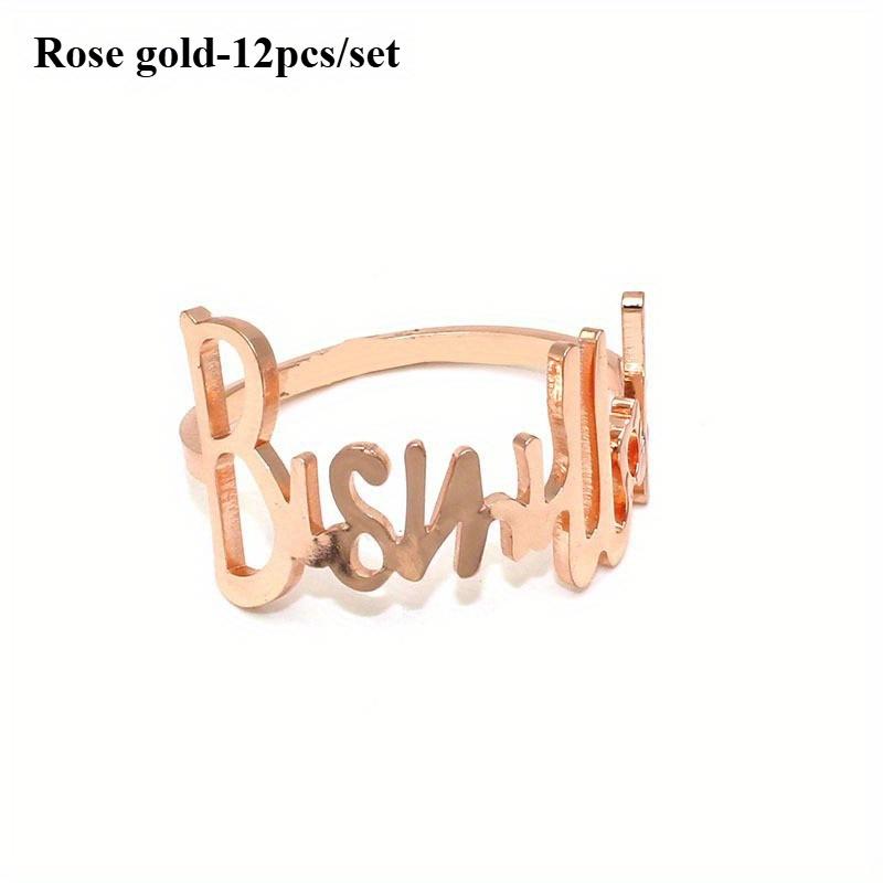 12Pcs Bismillah Napkin Rings Gold Alloy Letter Napkin Holder Muslim Islamic Ramadan Kareem Party Decor Eid Mubarak Gifts