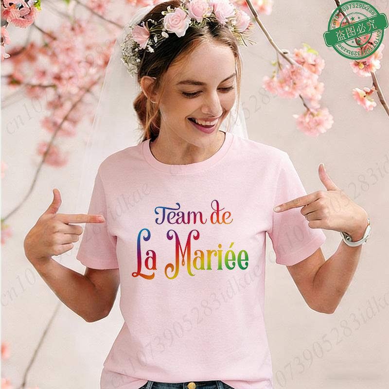 French Girls Bachelorette EVJF T-Shirts Future Bride Team Print Casual Short Sleeve Tees for Bride Squad Party Matching Outfits