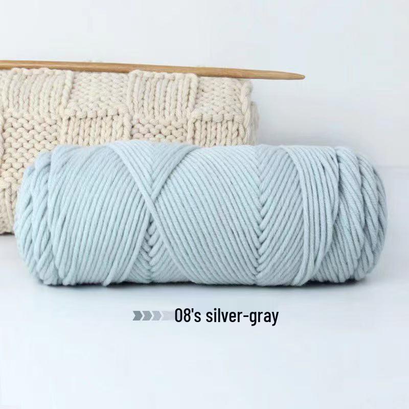 8-Strand Cotton Wool Yarn for Scarf DIY - Thick, Soft Thread with Silk Elements