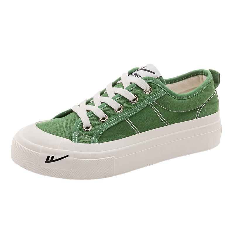 Low-top thick-soled solid-color canvas shoes, spring new comfortable shoes, men's and women's same black shoes