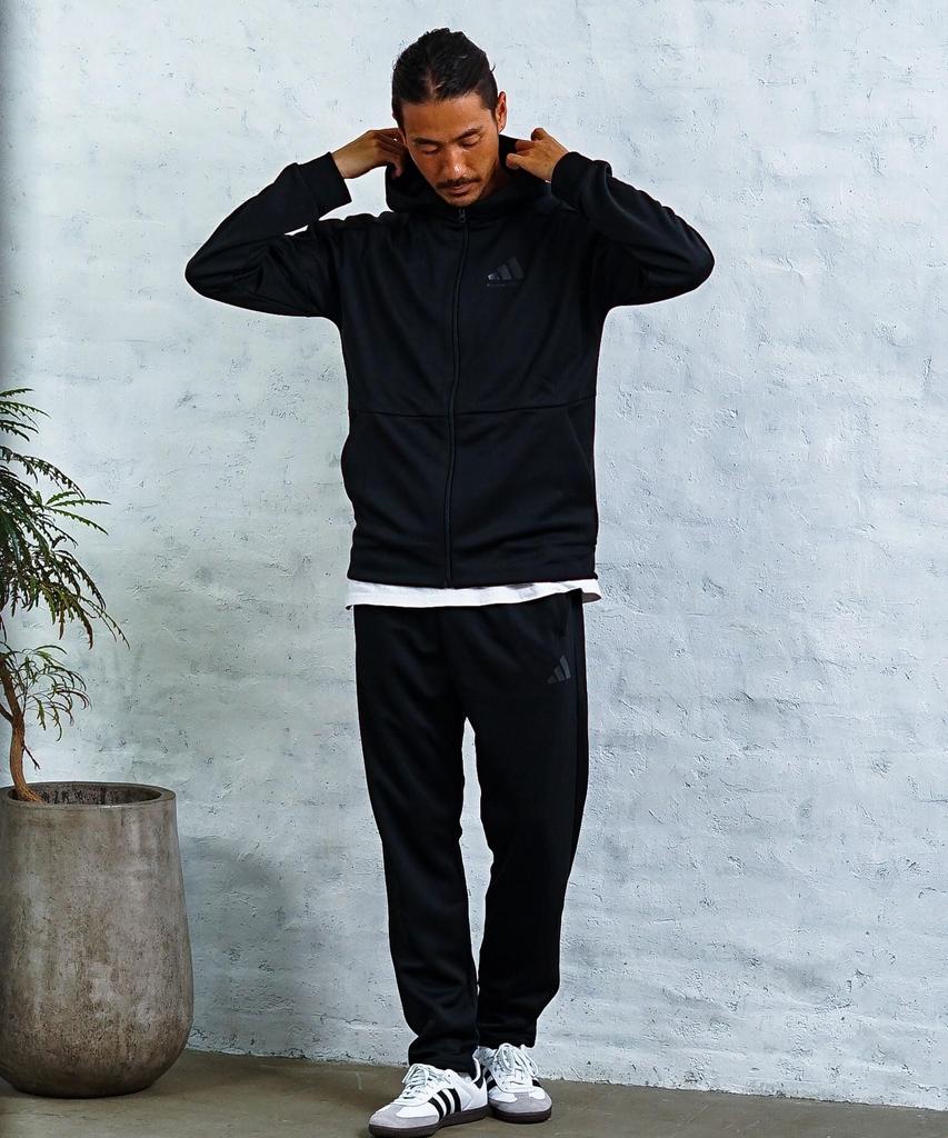 Combat Genuine Jersey Tracksuit Setup Top and Bottom Set Unisex [Adidas Sports] TR-74 Men's (XL, Black/Black)