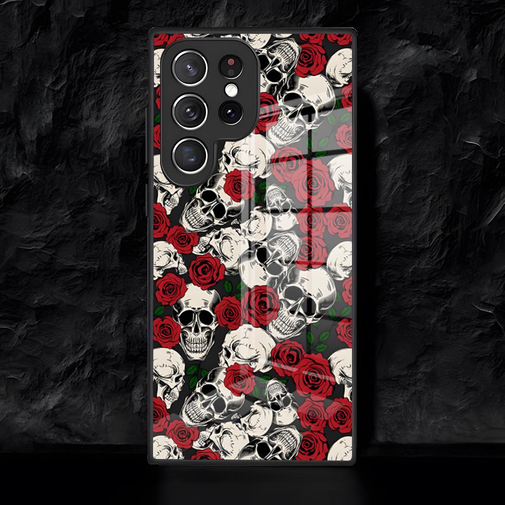 Gothic Patterns Raven Skulls Phone Case For Samsung S26 S25 Edge Ultra 24 23 22 21 Ultra Plus Fe A55 56 15 4G 5G Glass Cover