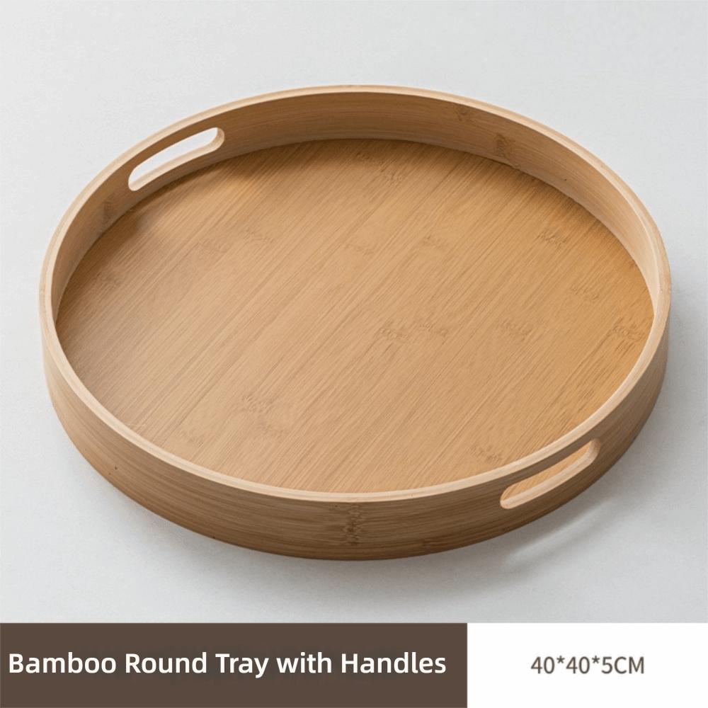 25/30/35/40CM Wood Tray Round Food Bread Pan New Decorative Tray Breakfast Dinner