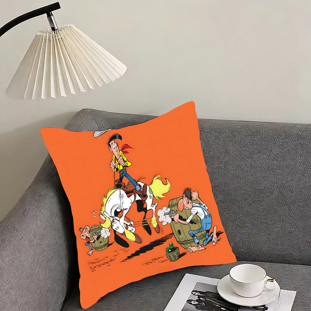 

LUCKY LUKE CARTOON Cushion Cover Reversible Plush Pillow Cover – For car, sofa, bedroom, perfect as a gift. 12x12Inch
