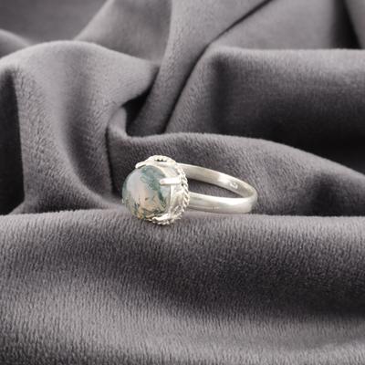 Moss Agate Gemstone Ring Jewelry, 925 Solid Sterling Silver Ring Jewelry, Handmade Artisan Jewelry For Wedding Gift
